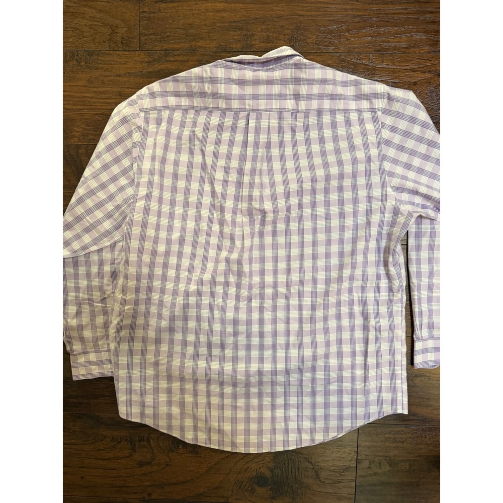 Brooks Brothers Madison Shirt Mens Large Purple White Plaid Supima Cotton - Picture 3 of 3